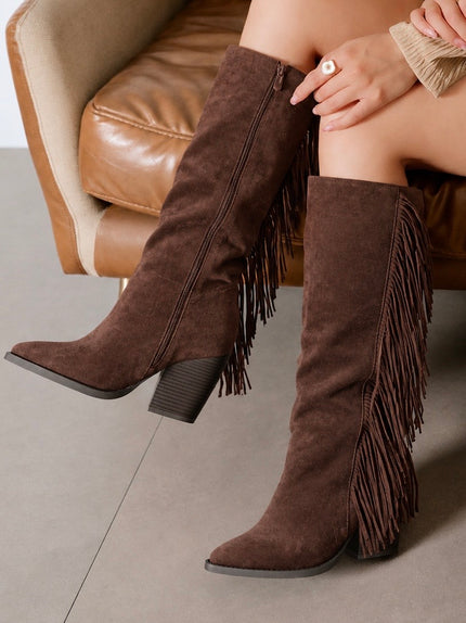 Bottes en suédine à franges