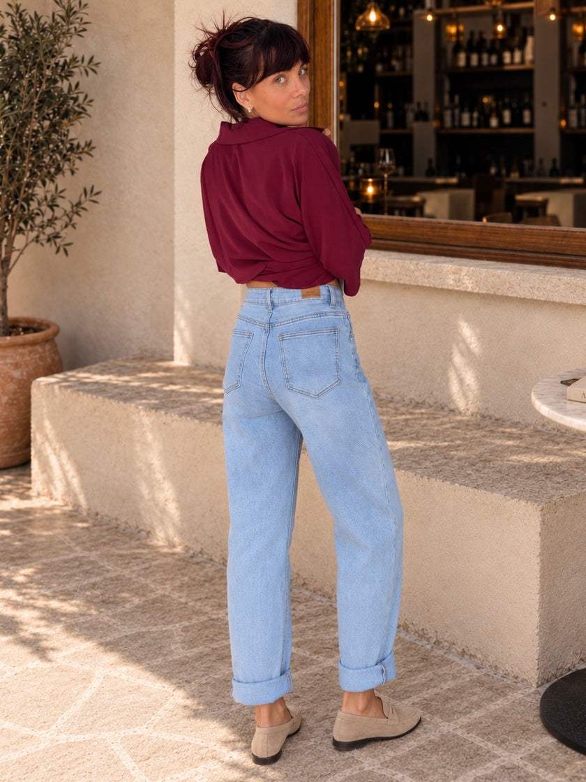 Jean Mom délavé