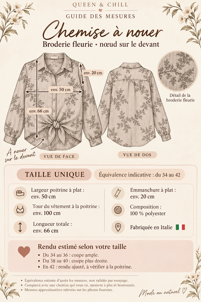 Chemise à nouer broderie fleurie
