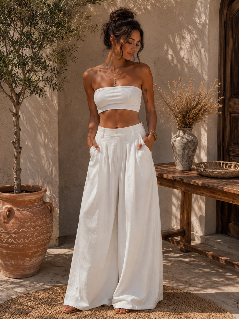 Pantalon Palazzo avec ceinture 💫