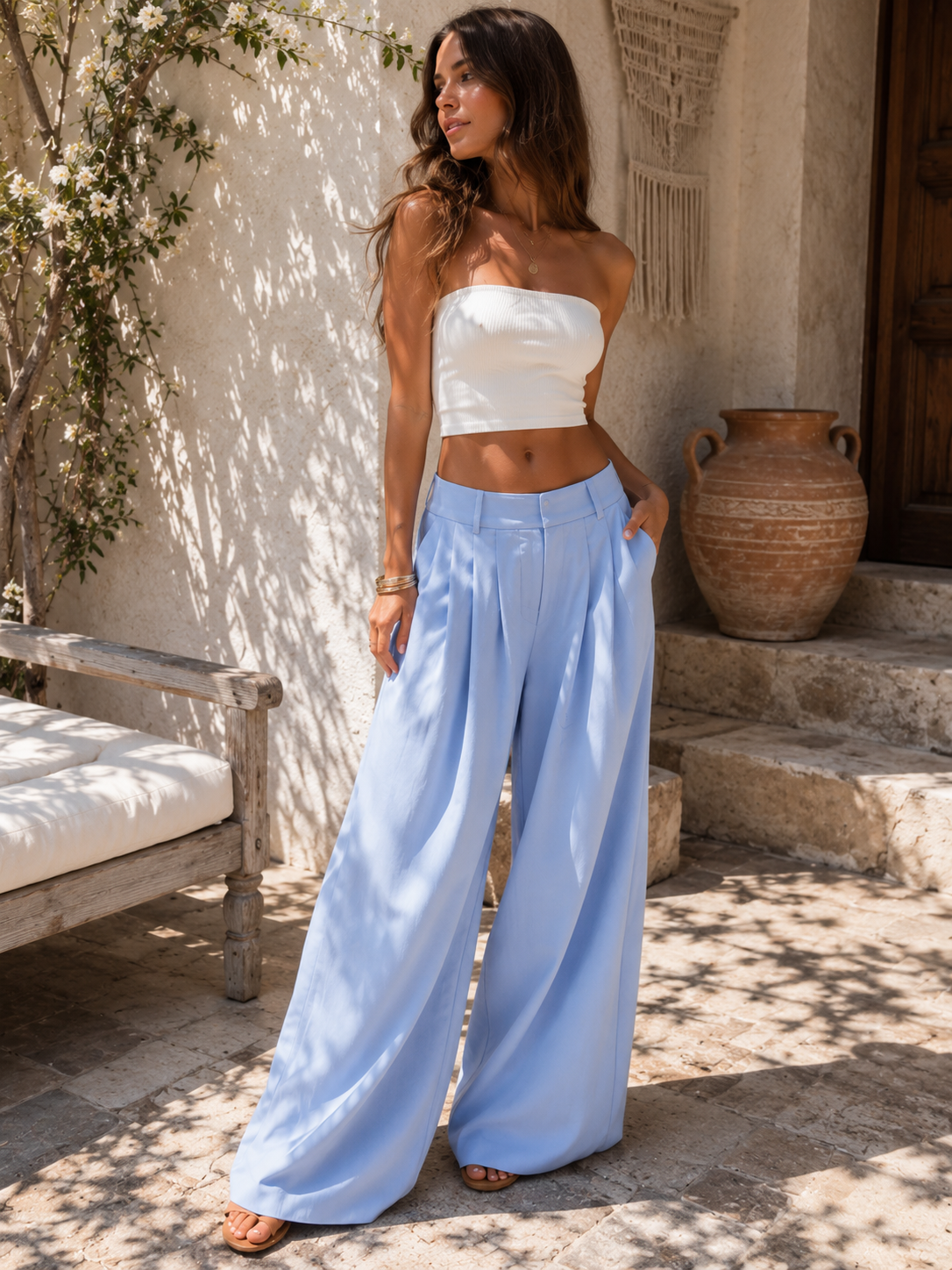 Pantalon Palazzo avec ceinture 💫