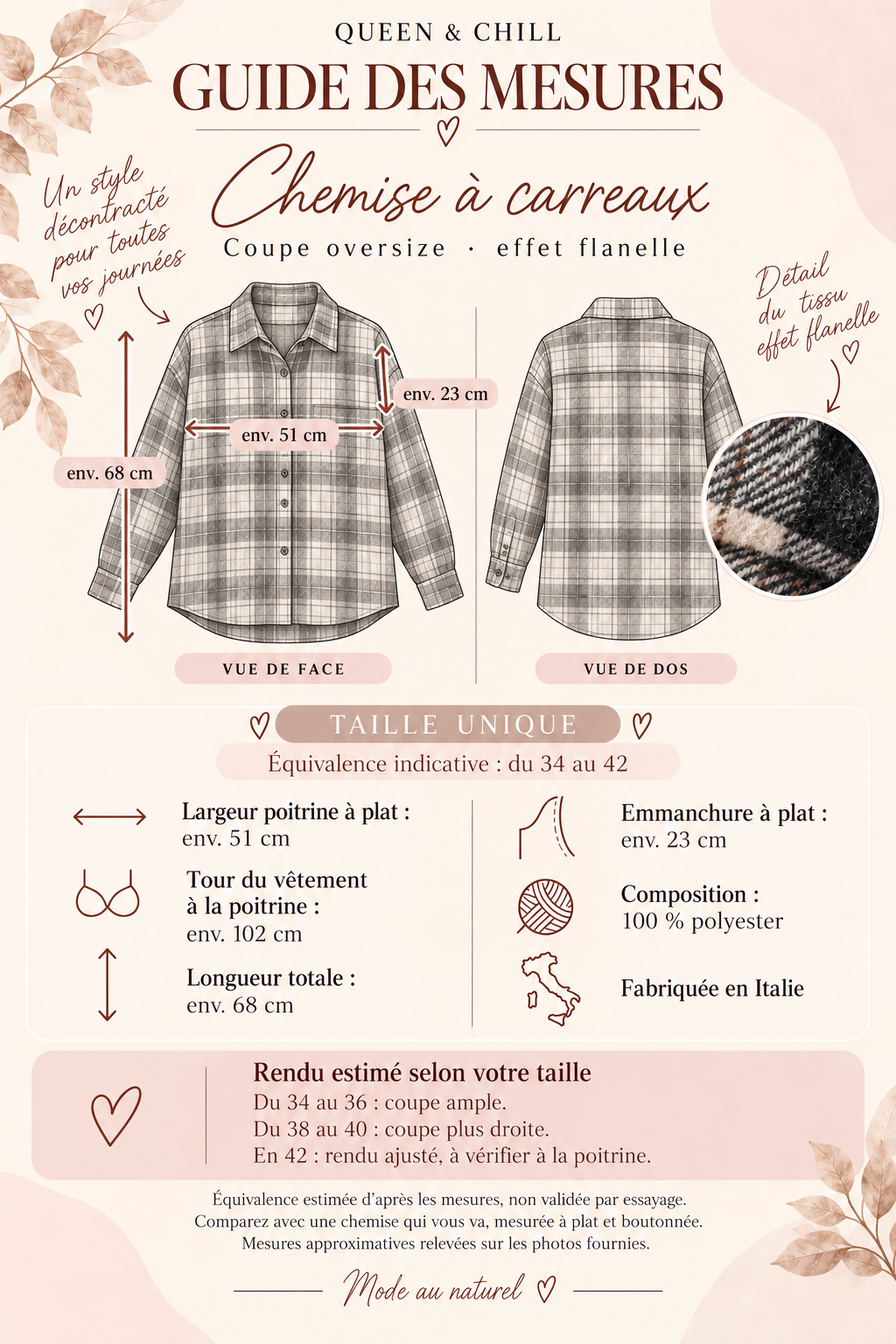 Chemise à carreaux Oversize effet flanelle