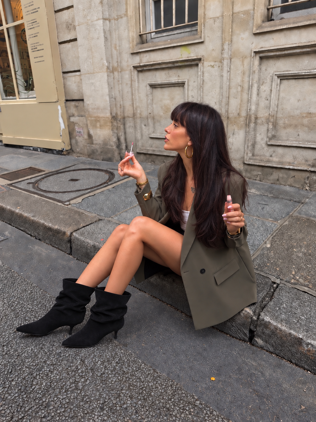 Bottines plissées Suédine Petit talon