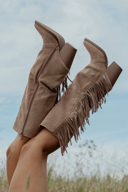 Bottes western en suédine à franges