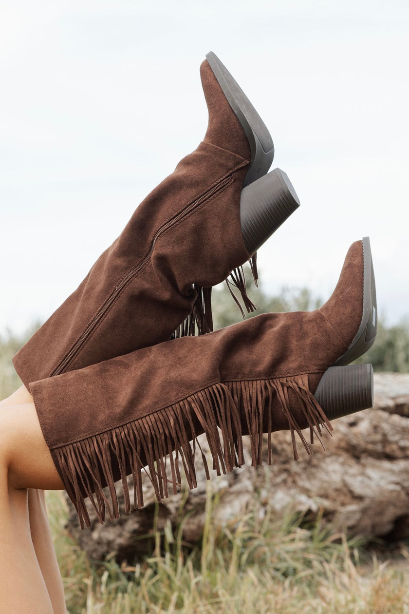 Bottes western en suédine à franges