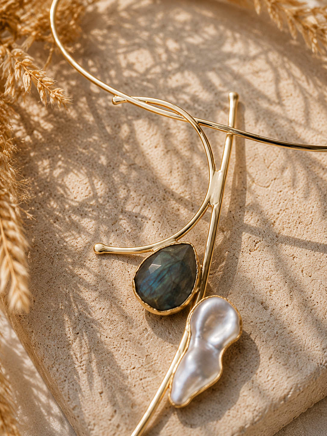 Selene — Collier en agate et perle baroque