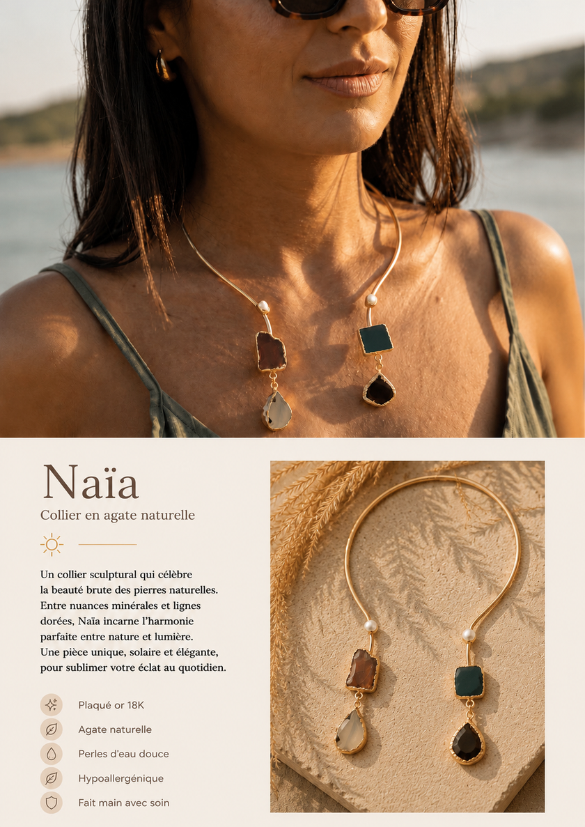 Naïa - Collier en agate naturelle