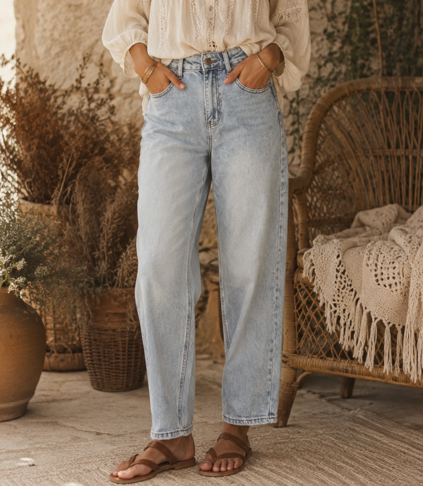 Jean Mom délavé