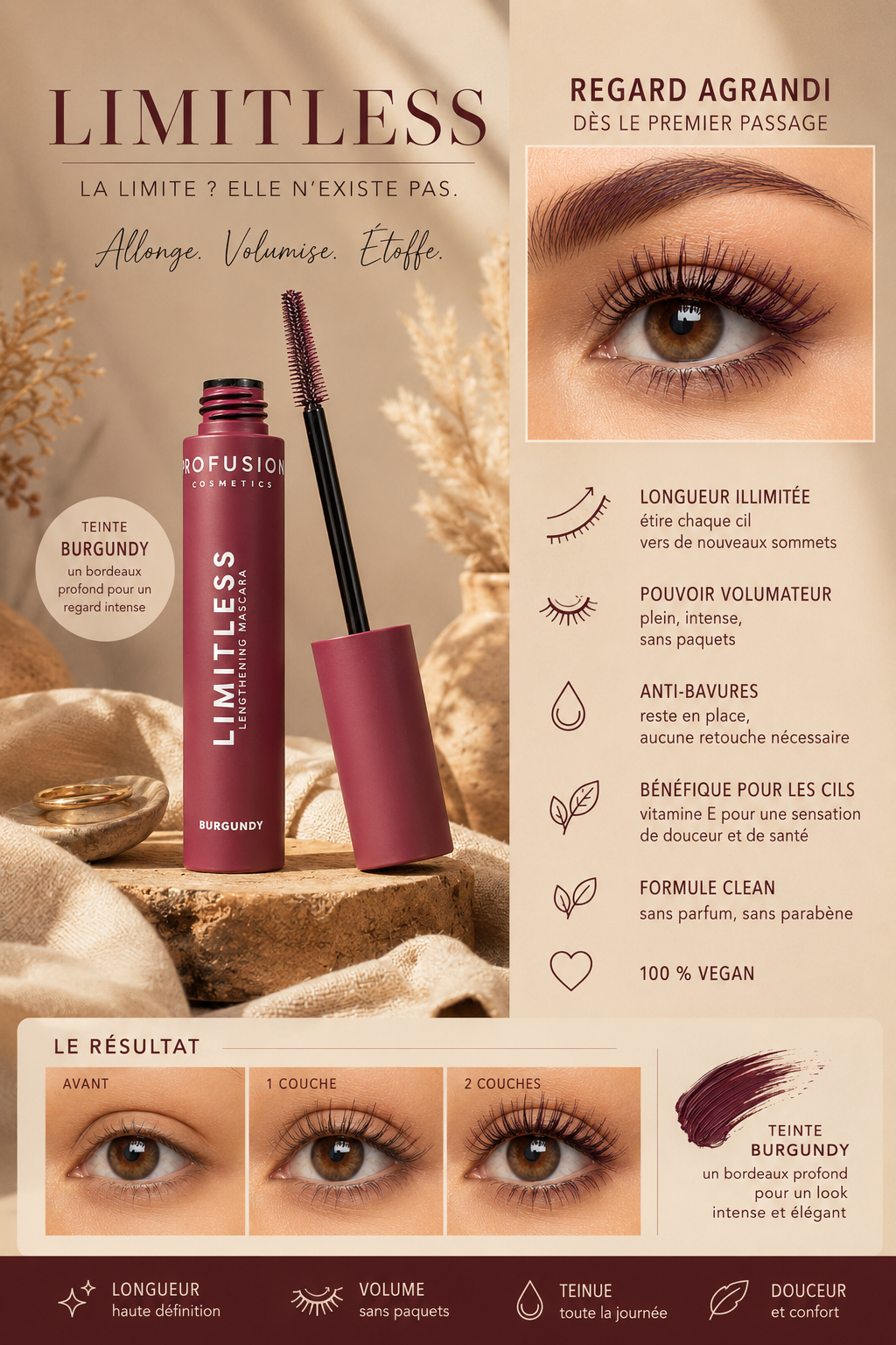 Mascara Bordeaux Longueur et Volume