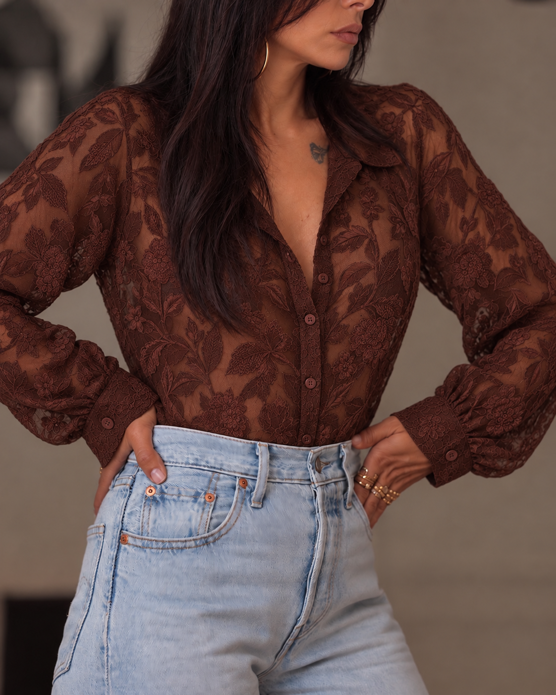 Chemise à nouer broderie fleurie