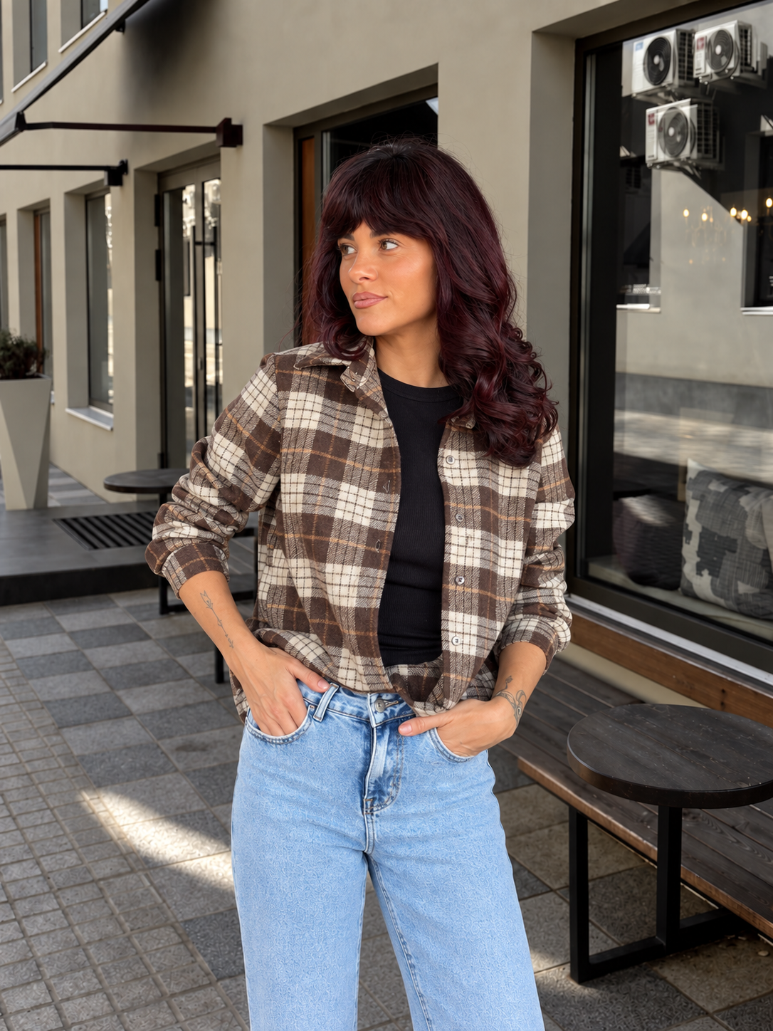 Chemise à carreaux Oversize effet flanelle