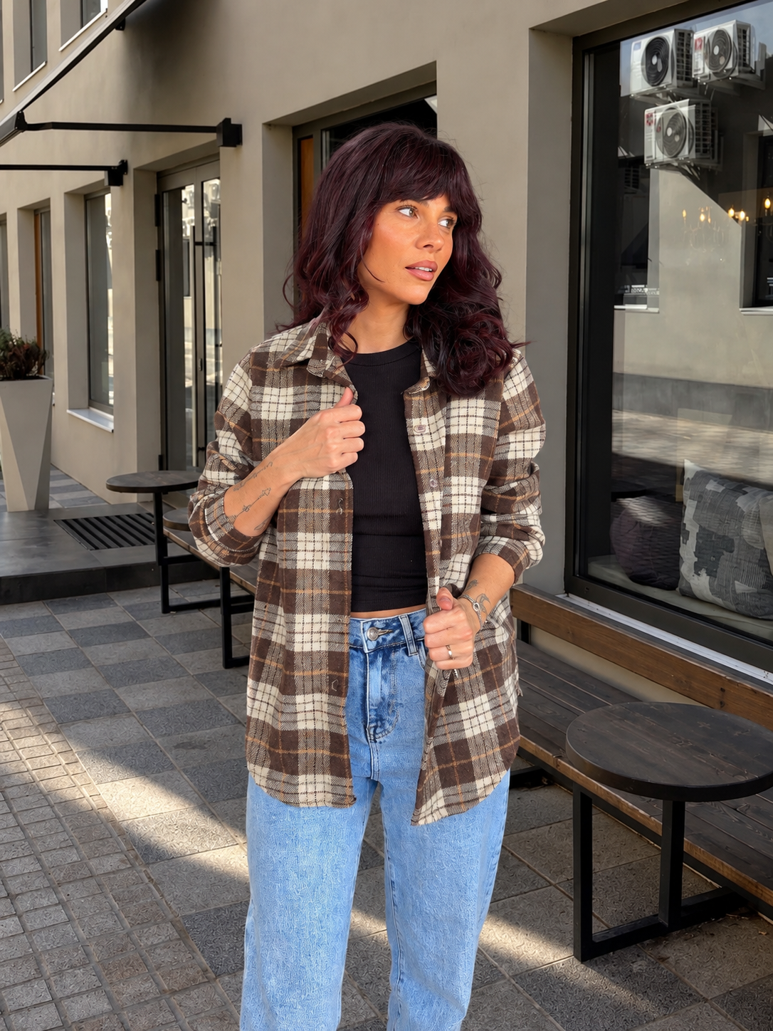 Chemise à carreaux Oversize effet flanelle