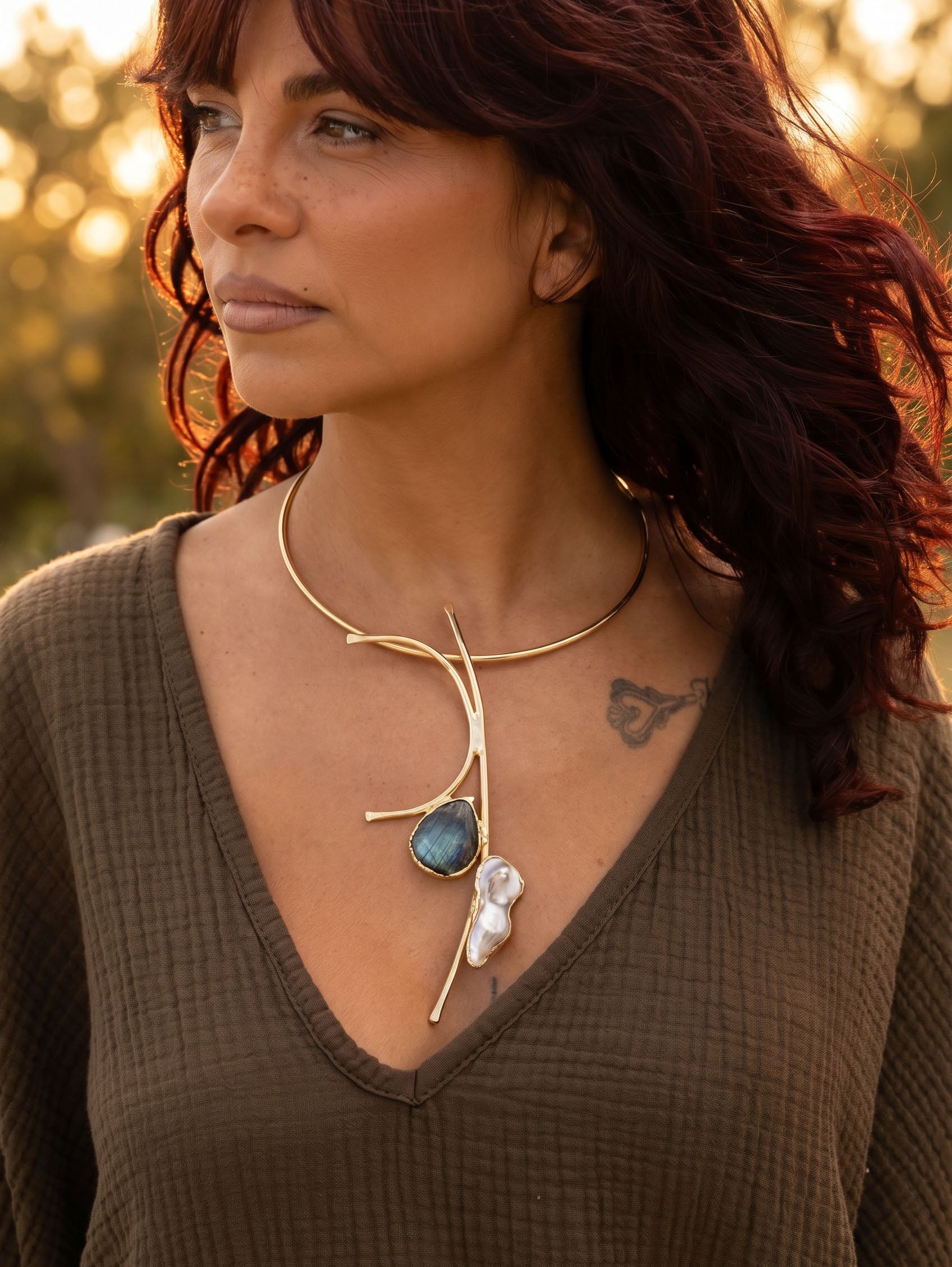 Selene — Collier en agate et perle baroque